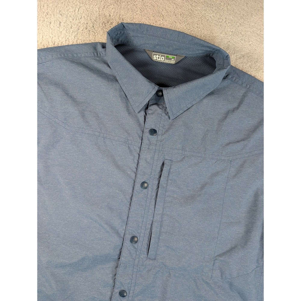 Stio Mens Eddy Shirt LS Blue Heather Snap Front Technical Shirt 200162 Size M